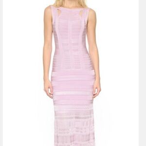 Herve Leger Stretchy Blush Pink Sleeveless Bandage Dress